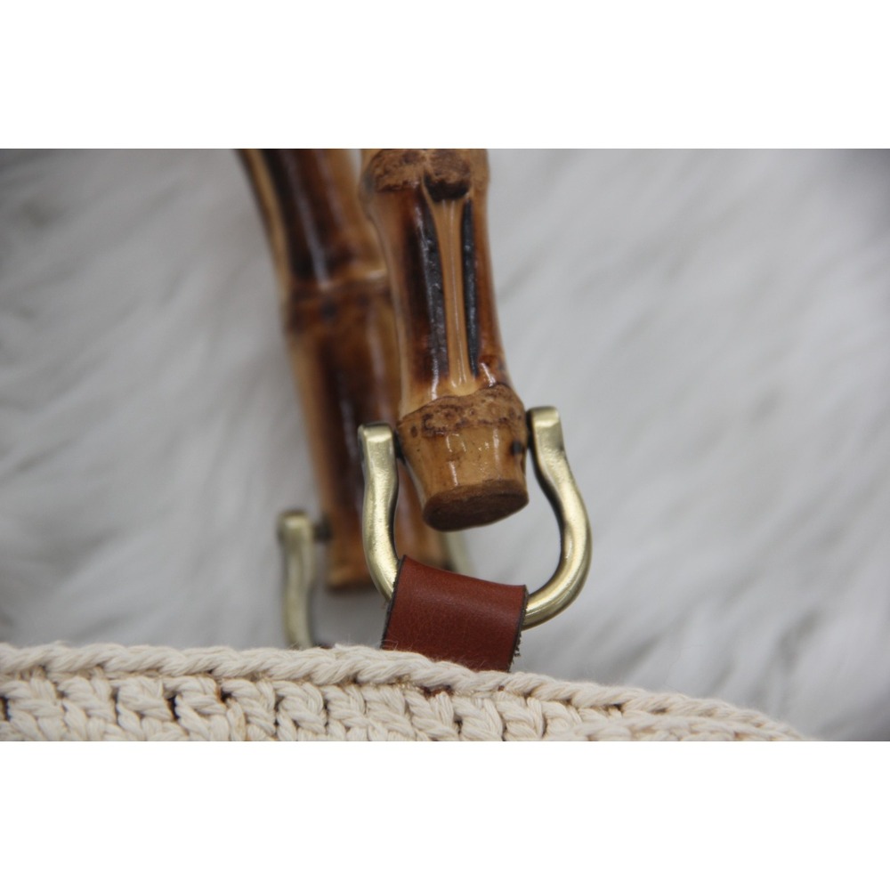 PATRICIA NASH Cantinella Crochet Bamboo Handle Satchel Bag Purse Grannycore - Picture 6 of 12